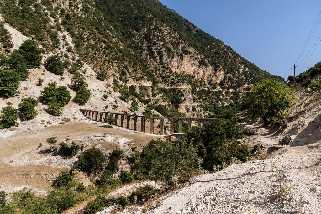Mountains and a bridge at Ali Pasha, Albania.
