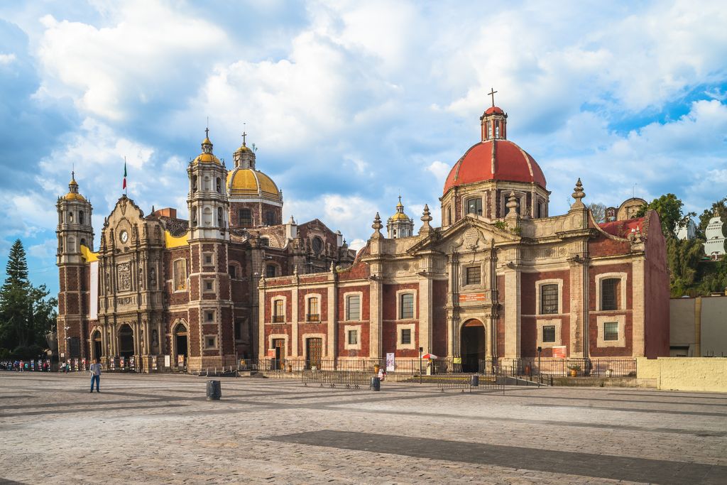 The facade of the Basilica of Our Lady of Guadalupe in Mexico City.