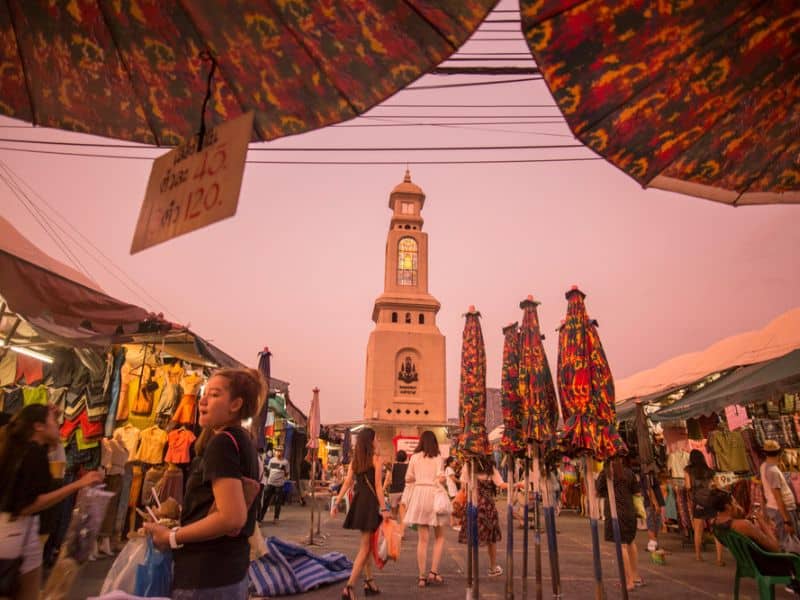 A tower at Chatuchak Weekend Market in Bangkok, Thailand.