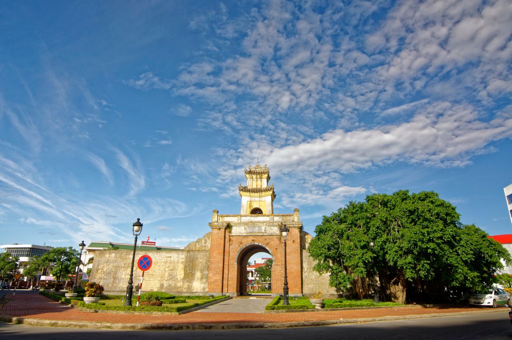 The outside of a citadel in Check train tickets from Ninh Binh to Dong Hoi, Vietnam.