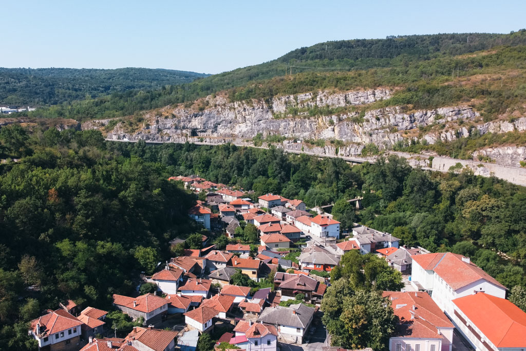 Houses and greenery in Lovech, Bulgaria.