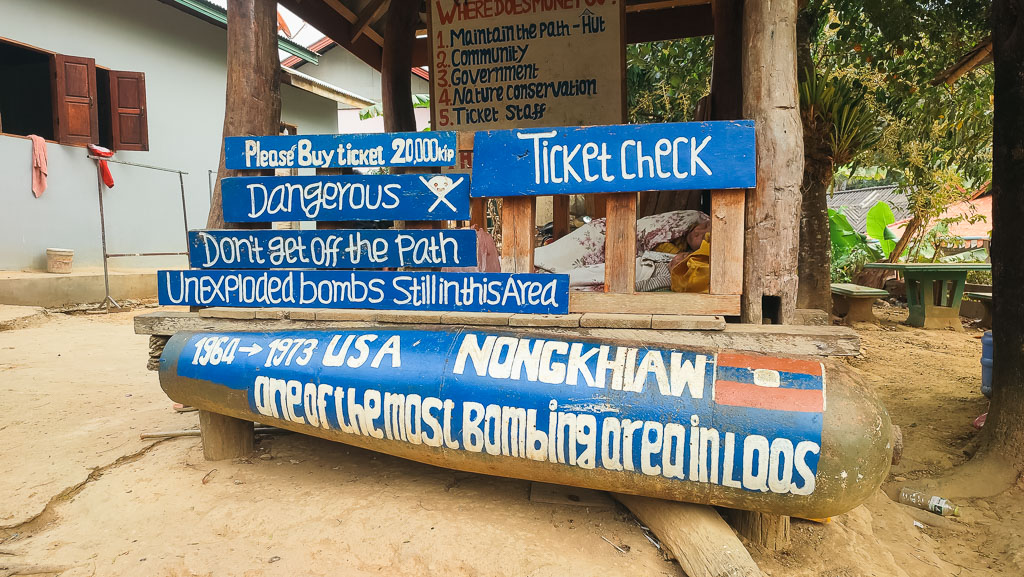 Trekking ticket checkpoint in Nong Khiaw.
