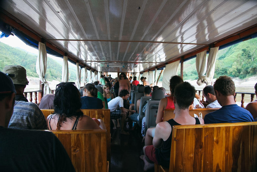 People on a boat in Laos.