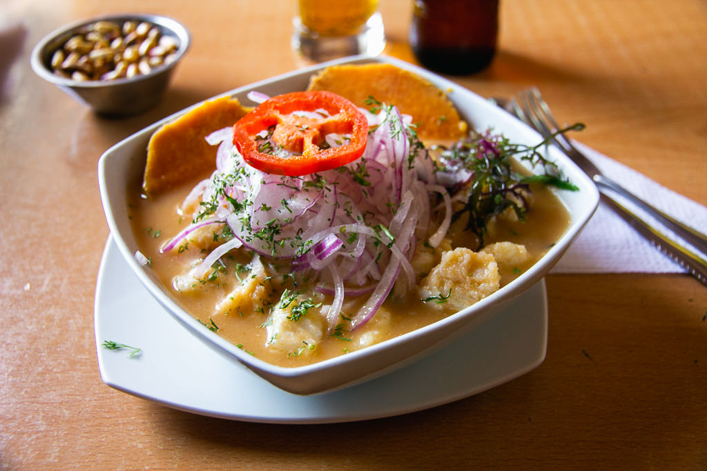Ceviche served in a bowl