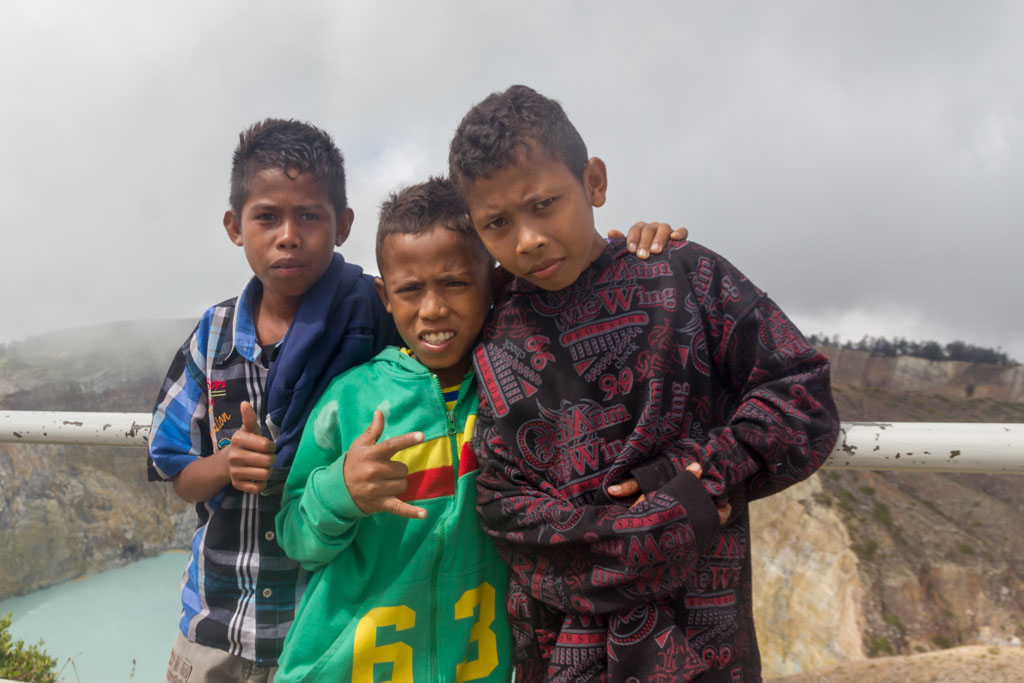 Three male children in Flores, Indonesia.