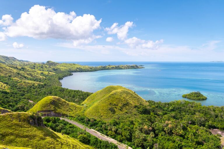 A view of the Flores Island and the sea in Indonesia.