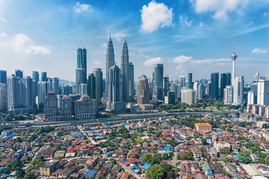 Houses and skyscrapers of Kuala Lumpur City, Malaysia.