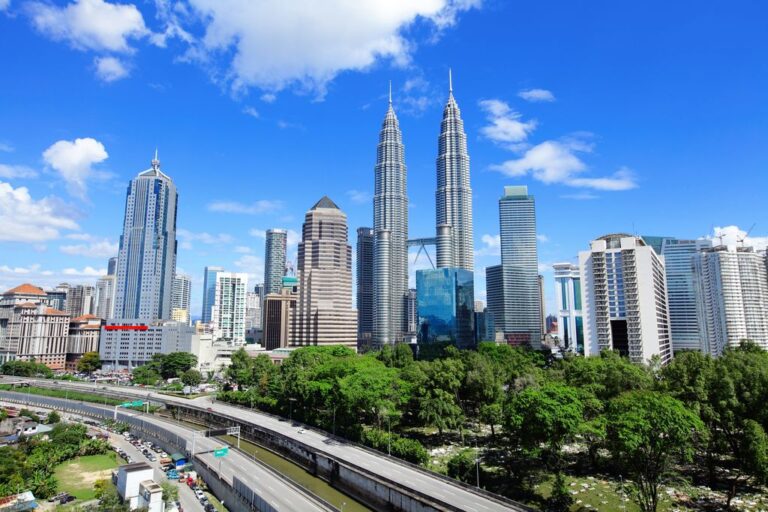 The skyline and roads of Kuala Lumpur, Malaysia.