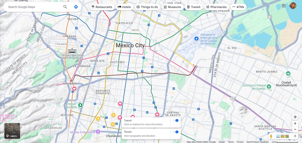 A CDMX map that shows the different metro routes.