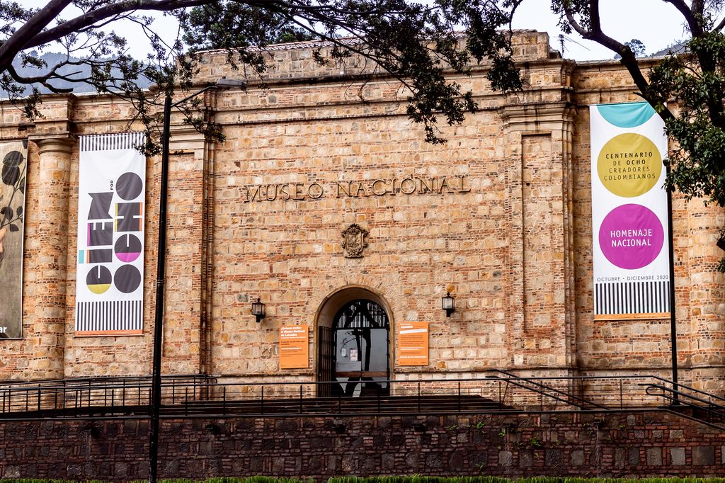 The front exterior of a museum building in Bogota, Colombia.