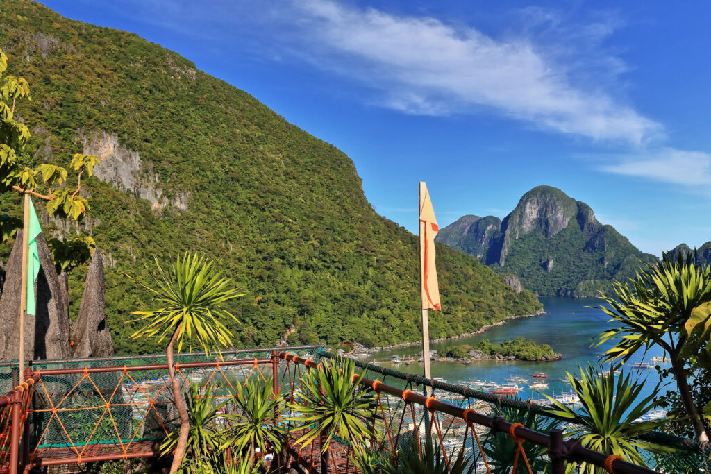 Observation deck at Taraw Cliff over El Nido town, in Palawan, Philippines