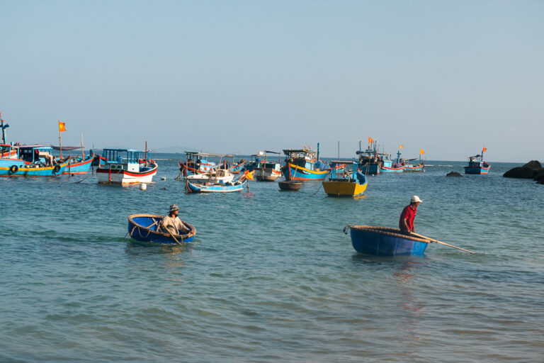 Boats on the sea of Quy Nhon, Vietnam.