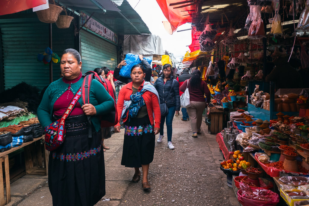 People at a market in San Cristobal.