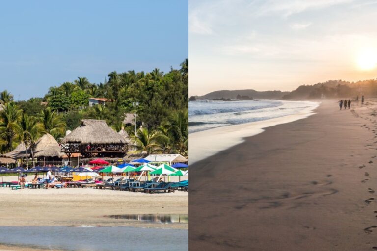 A photoset with Puerto Escondido on the left and Mazunte on the right