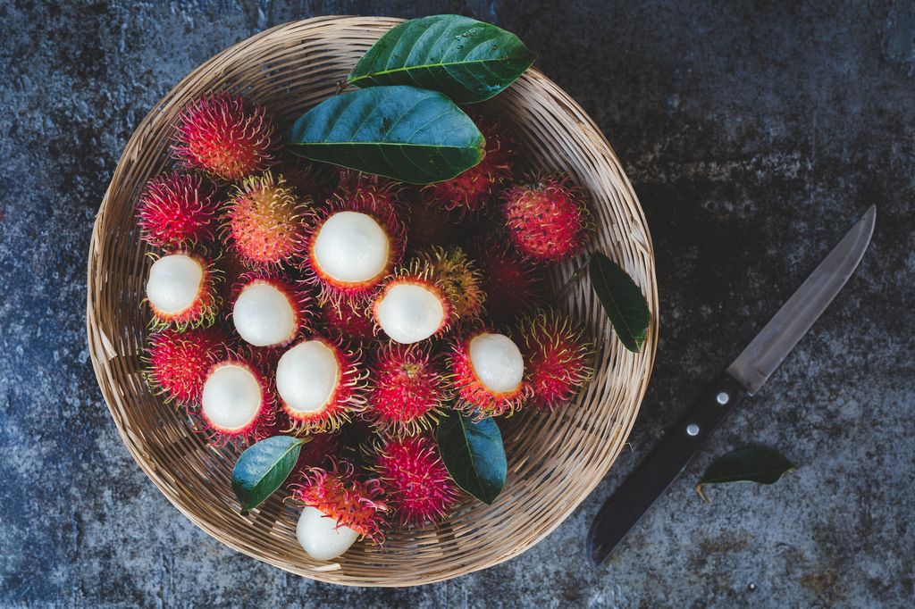 Rambutans on a basket.